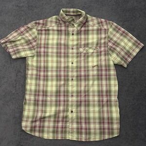 KAVU men's outdoor shirt button up plaid size large pocket chest collared hiking